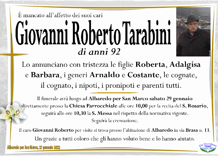 Tarabini Giovanni Roberto: Immagine Elenchi