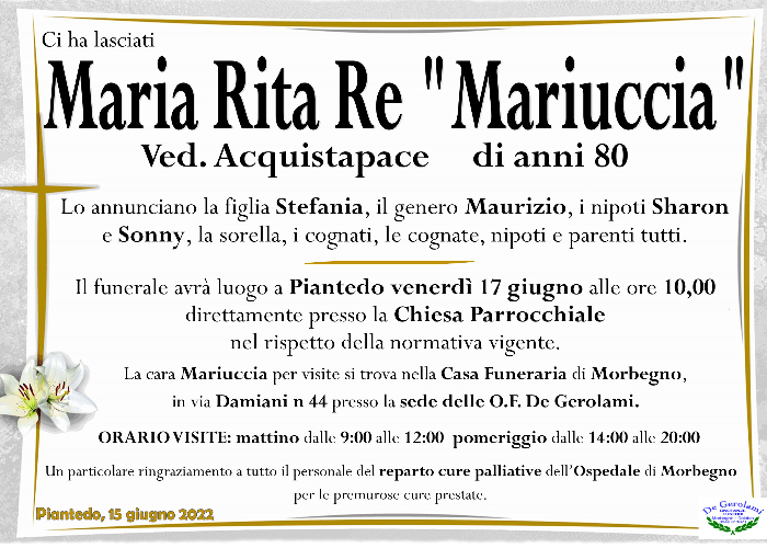 Maria Rita Re "Mariuccia": Immagine Elenchi