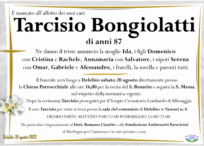 Bongiolatti Tarcisio: Immagine Elenchi