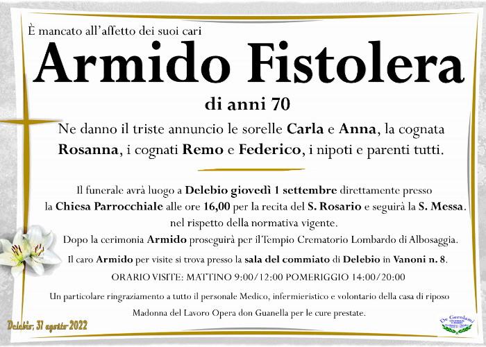 Armido Fistolera: Immagine Elenchi