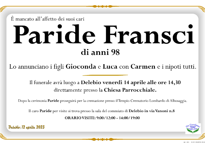 Fransci Paride: Immagine Elenchi