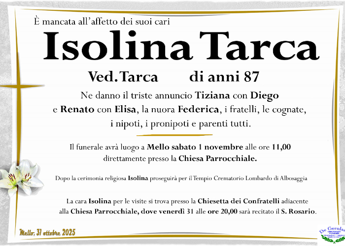 Tarca Isolina: Immagine Elenchi