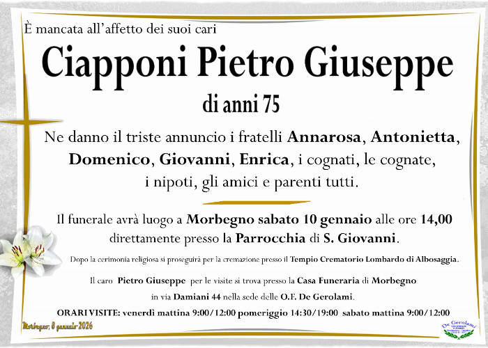 Ciapponi Pietro Giuseppe: Immagine Elenchi