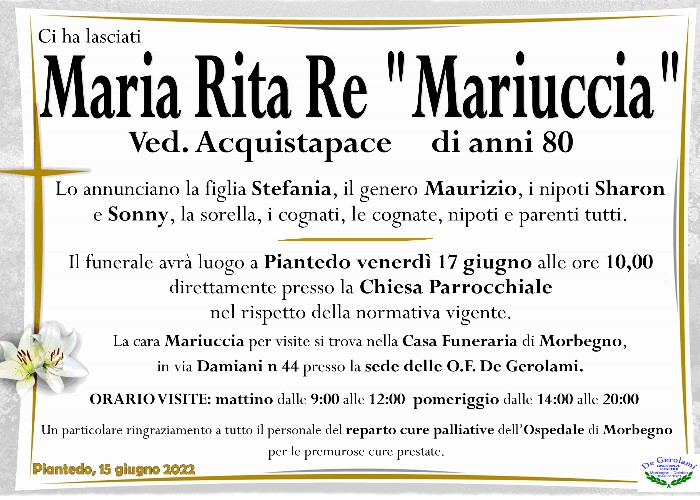 Maria Rita Re "Mariuccia": Immagine Elenchi