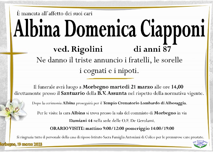 Ciapponi Albina Domenica: Immagine Elenchi