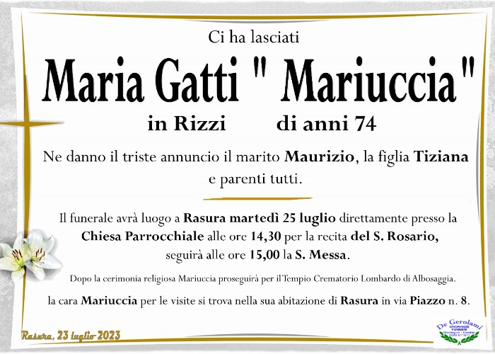 Gatti Maria Fernanda "Mariuccia": Immagine Elenchi