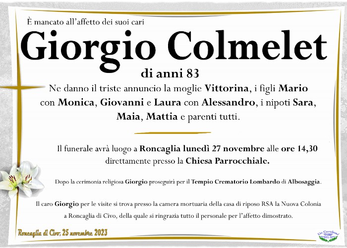 Colmelet Giorgio: Immagine Elenchi