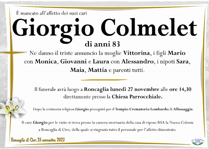 Colmelet Giorgio: Immagine Elenchi