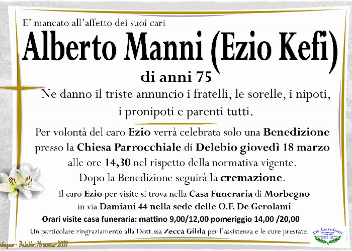 Manni Alberto (Ezio Kefi): Immagine Elenchi